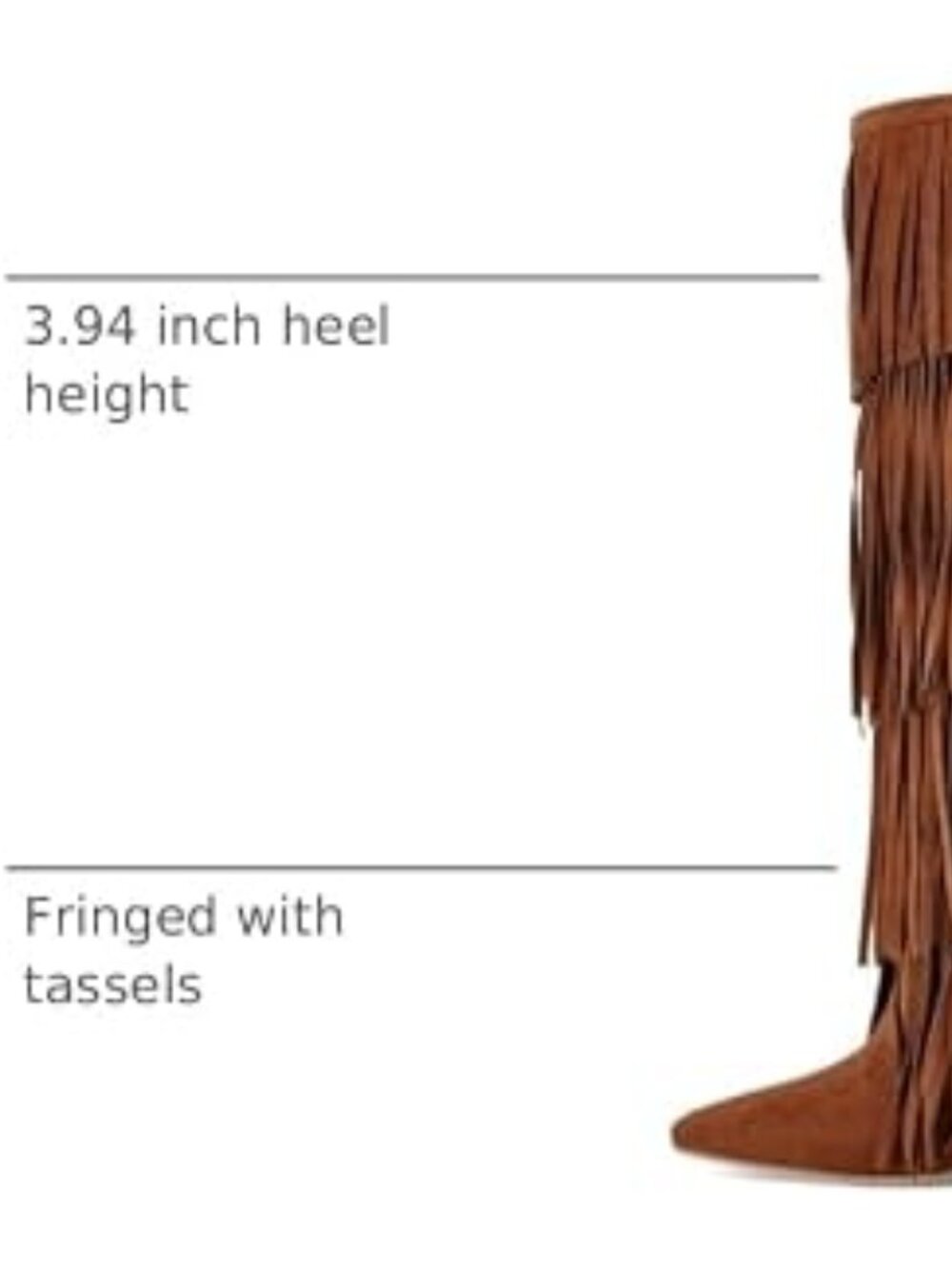 Women's Fringed Knee High Boots - Picture 6 of 7